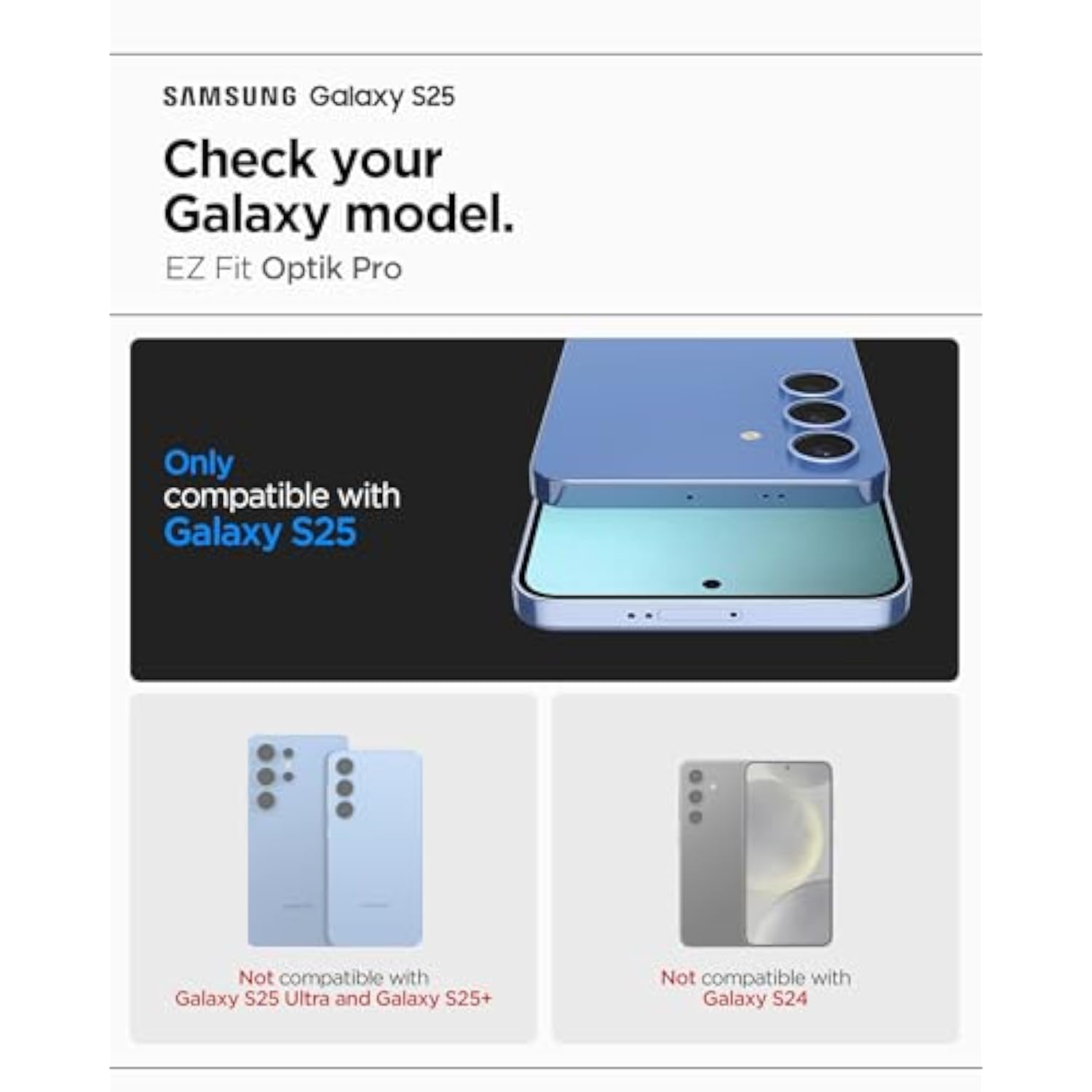 Spigen Camera Lens Screen Protector [GlasTR EZ Fit Optik Pro] Designed for Galaxy S25 - Black [2 Pack]