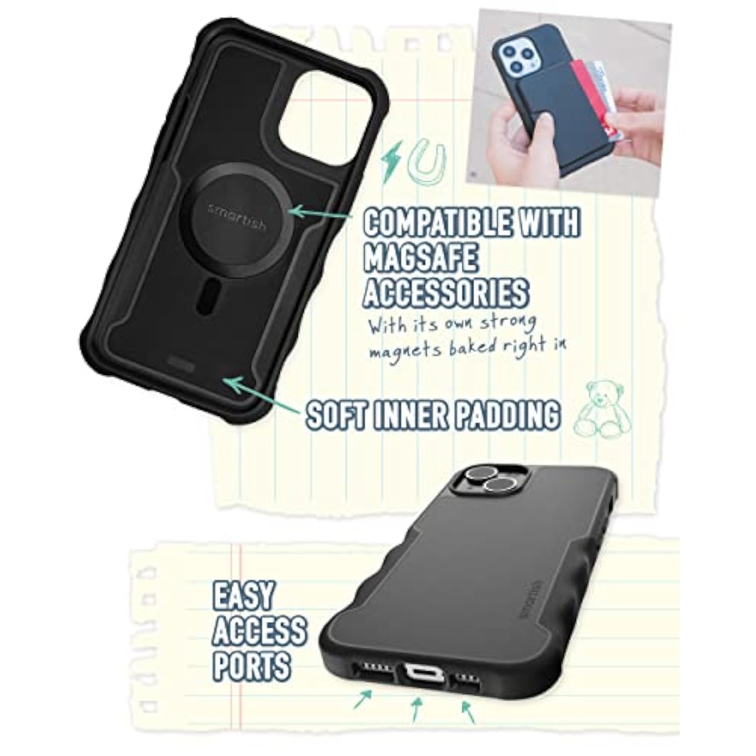 Iphone 14 Protective Magnetic Case - Gripzilla Compatible With Magsafe [Rugged + Tough] Heavy Duty Grip Armored Slim Cover W/Drop Tested Protection For Apple Iphone 14 - Black Tie Affair