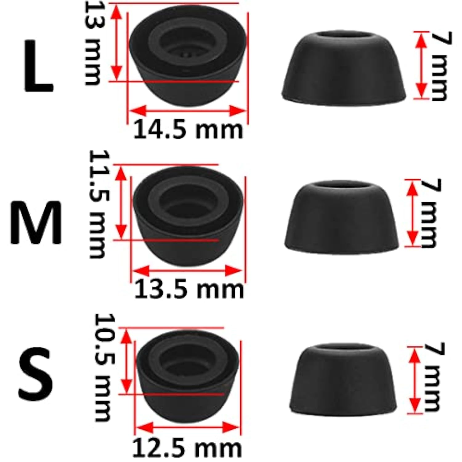 3 Pairs Compatible With Pixel Buds Pro Ear Tips Eartips, L/M/S Silicone Earbuds Fit In Case Gel Cover Accessories Compatible With Pixel Buds Pro Black L/M/S