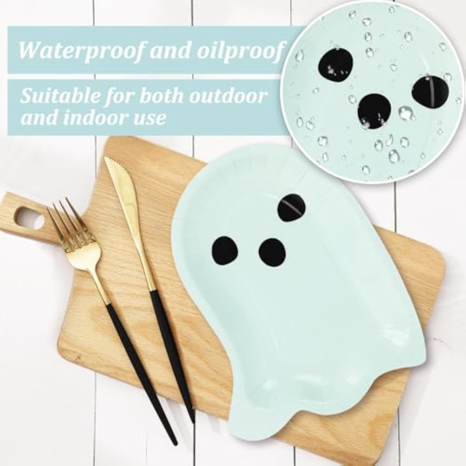 40Pcs Halloween Paper Plates Boo Ghost Pastel Disposable Dinner Plates Party Tableware