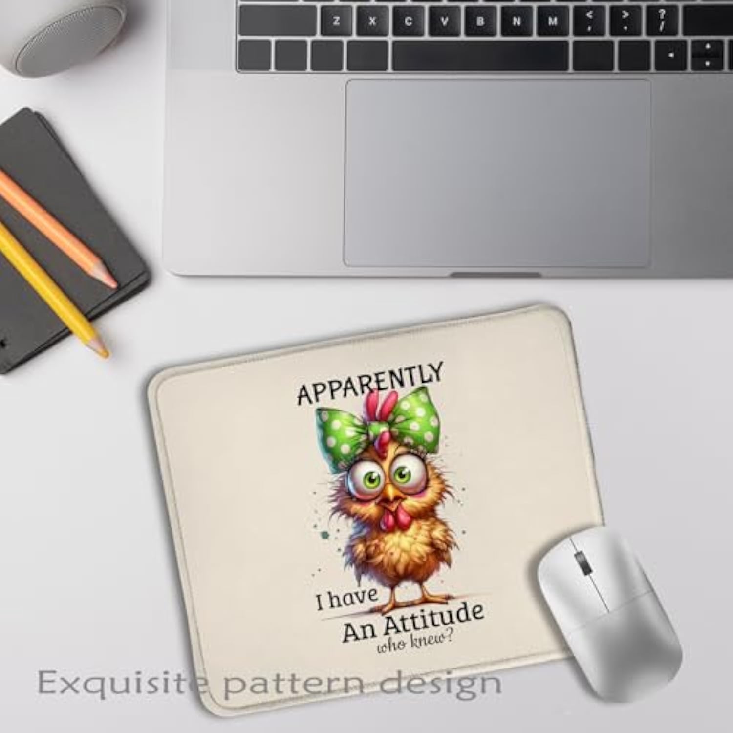 Funny Chicken Mouse Pad 9.5X7.9 Inch, Funny Chicken Gifts,Coquette Green Bow Chicken Mouse Pads For Wireless Mouse Computers Laptop Desk Accessories, Chicken Gifts For Women Chicken Lovers