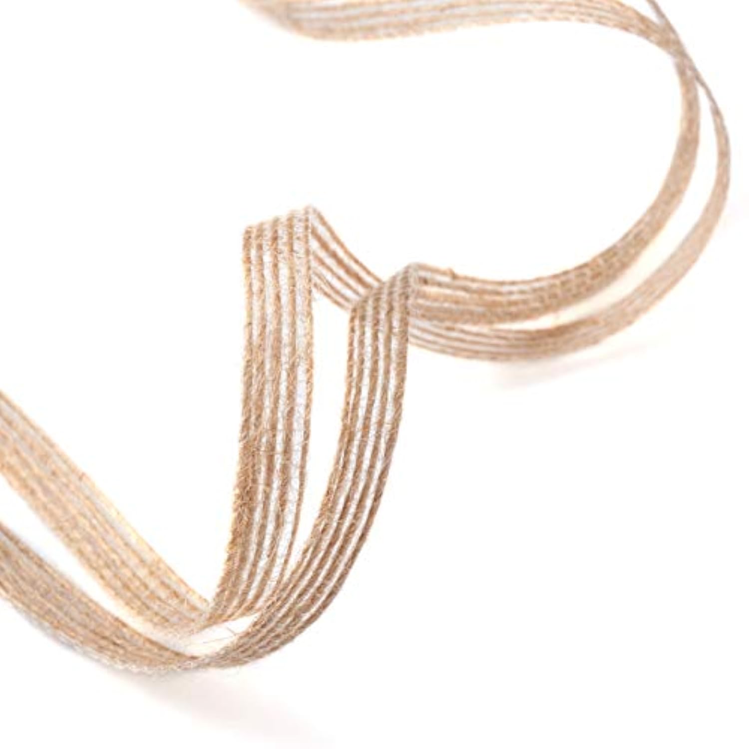 54.6 Yards Natural Burlap Ribbon 1/4 Inch Rustic Jute Fabric Craft Rib