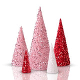 Valentines Day Decor, 5Pcs Valentines Tree Table Decorations, Pink Cone Mini Trees With Glitter Sequins Surface, Valentines Tabletop Tree For Home Table Indoor Valentines Day Gifts