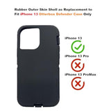 Replacement Rubber Outer Skin Compatible with Otterbox Defender Series iPhone 13 Case Black