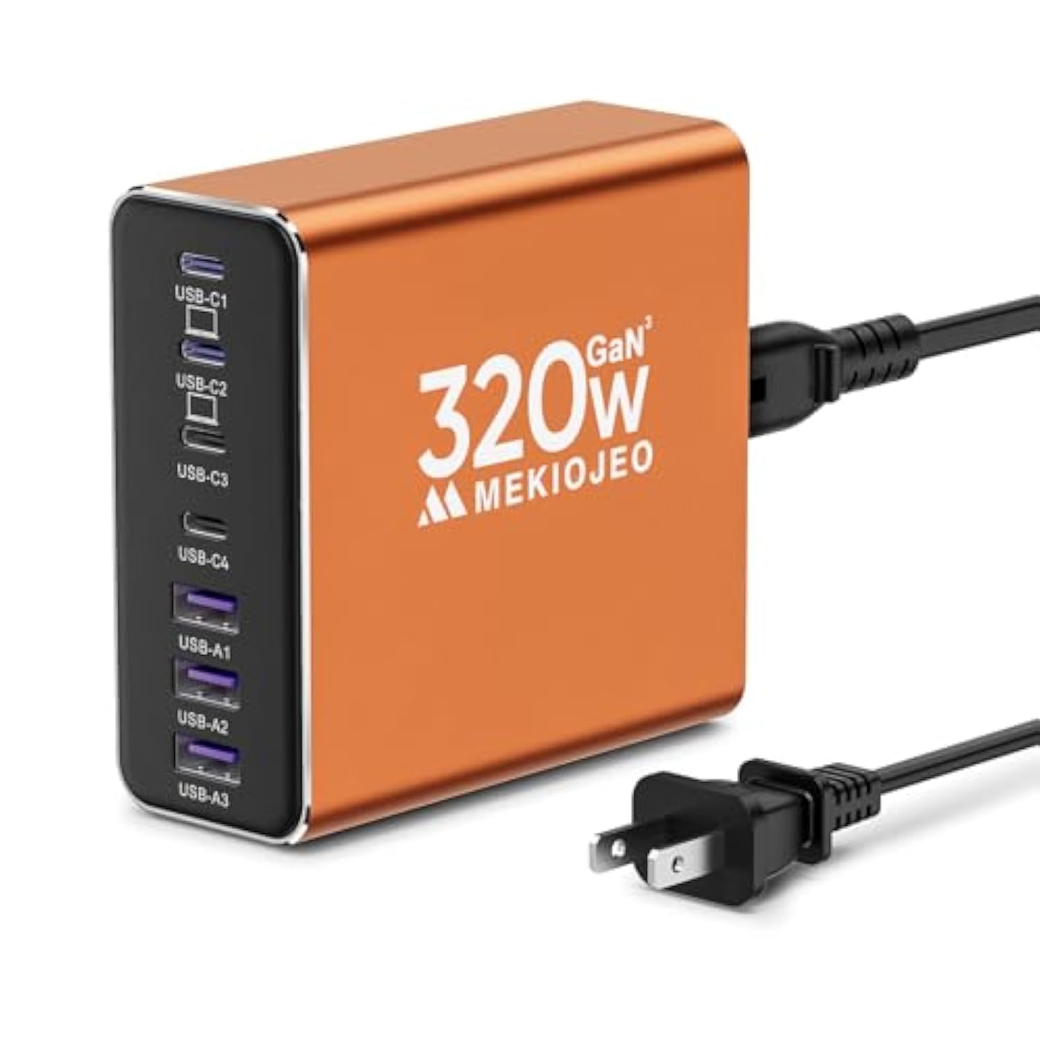 Aluminum Alloy Usb C Charger Gan Charger Fast Usb C Charging Station 7 Ports 65W Laptop For Macbook Pro/Air/Ipad Pro/Iphone (Orange-4C3A)