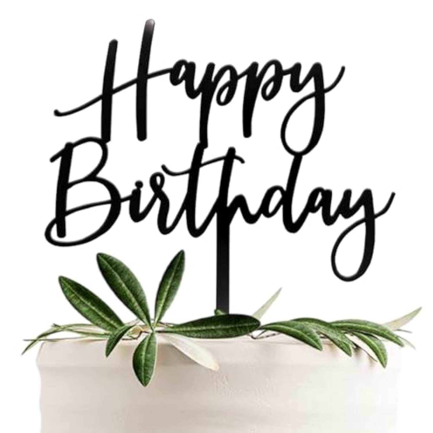 Happy Birthday Cake Topper, Black Acrylic Durable Versatile Cake Topper, Birthday Supplies Decorations (Black)