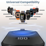 Portable Charger For Apple Watch Wireless: 2500Mah Power Bank With Magnetic Charger For Apple Watch Series 9 8 7 6 5 4 3 2 1 Se Uitra Uitra 2 And Phone Black