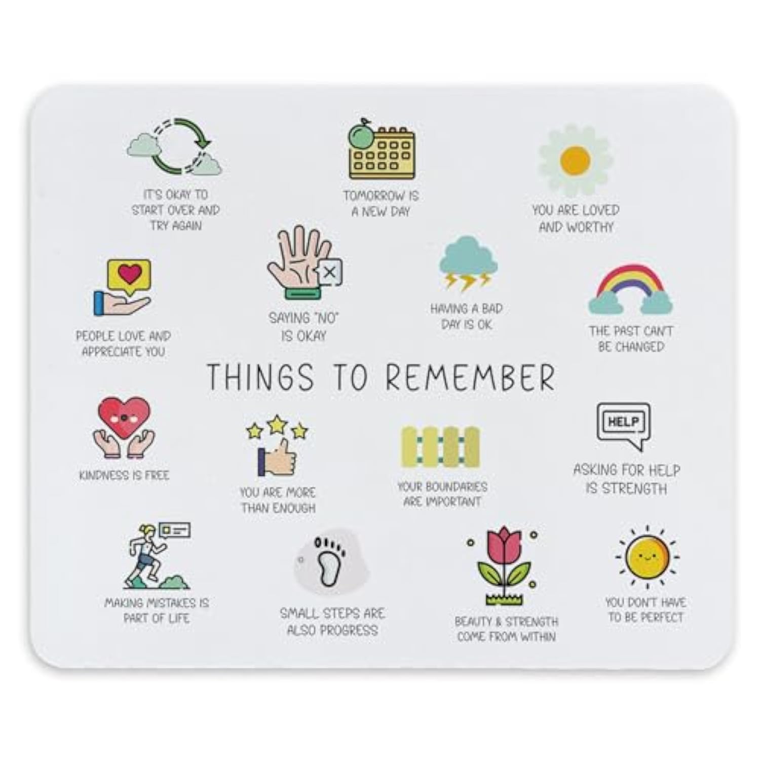Mental Health Awareness Daily Reminder Inspirational Quotes Mouse Pad 9.4 X 7.9 Inch, Motivational Non-Slip Rubber Mat Mousepad For Desk Decor, Office Supplies Gift For Computer Laptop Women Men