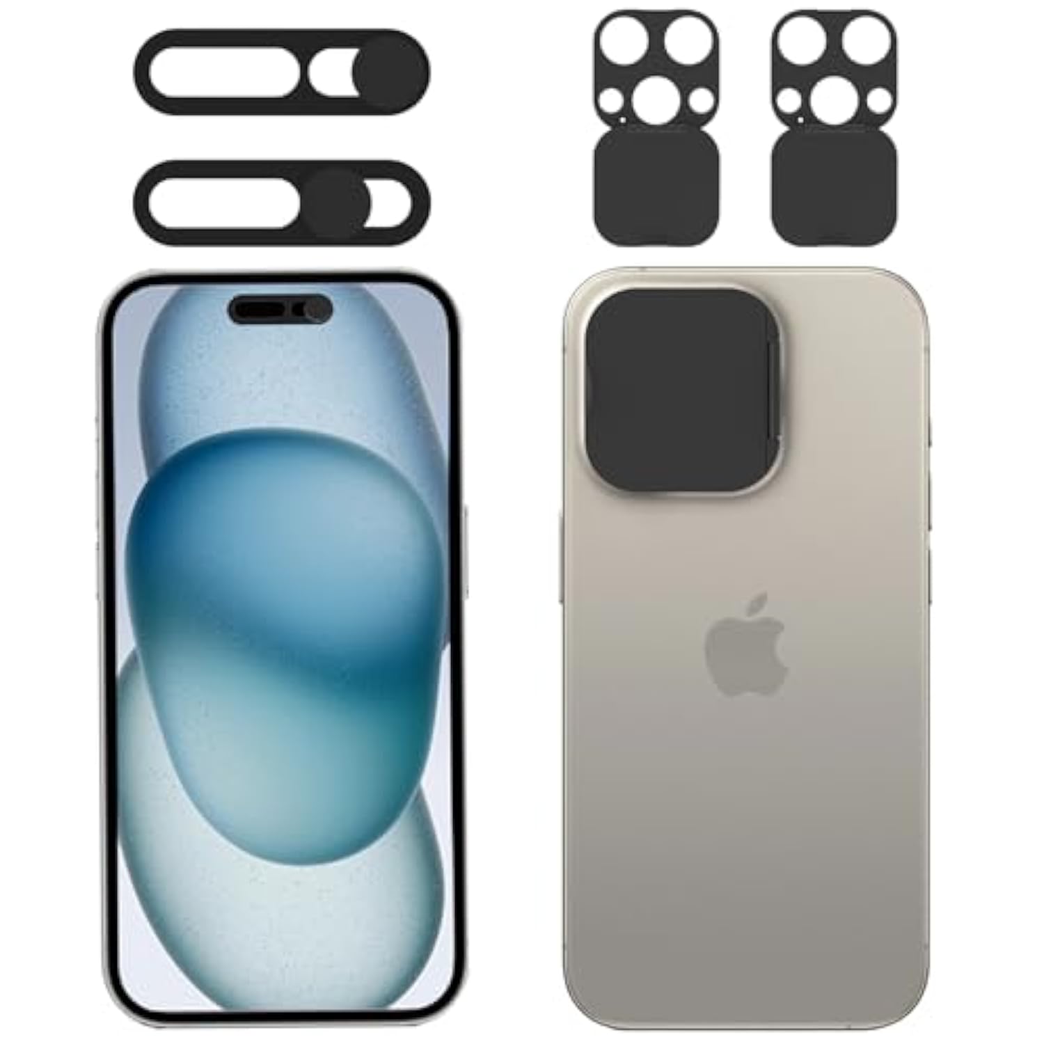 2-Pack Privacy Covers for iPhone 15 Pro/Pro Max, Protects Camera & Face ID