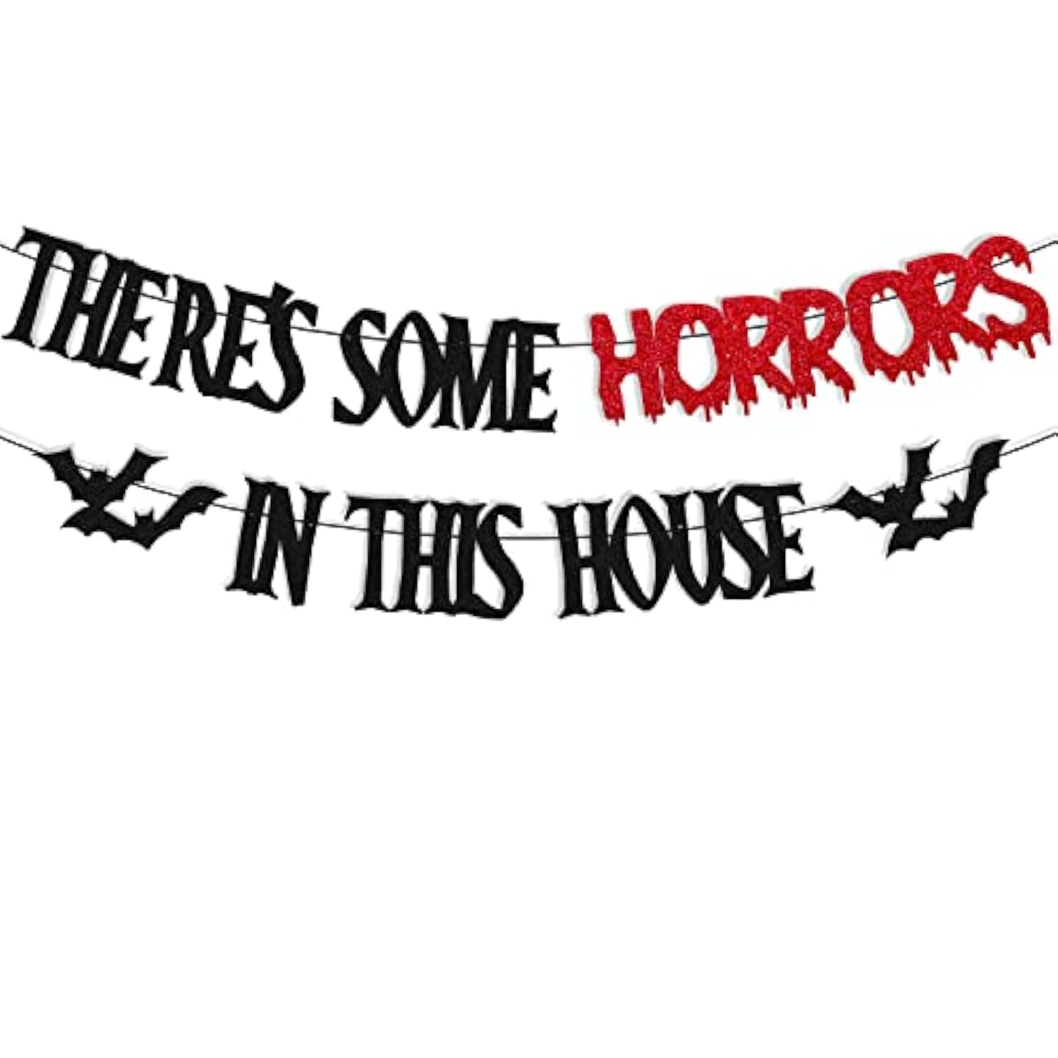 There’s Some Horrors in This House Halloween Banner Scary Bat Decor for Kids Party