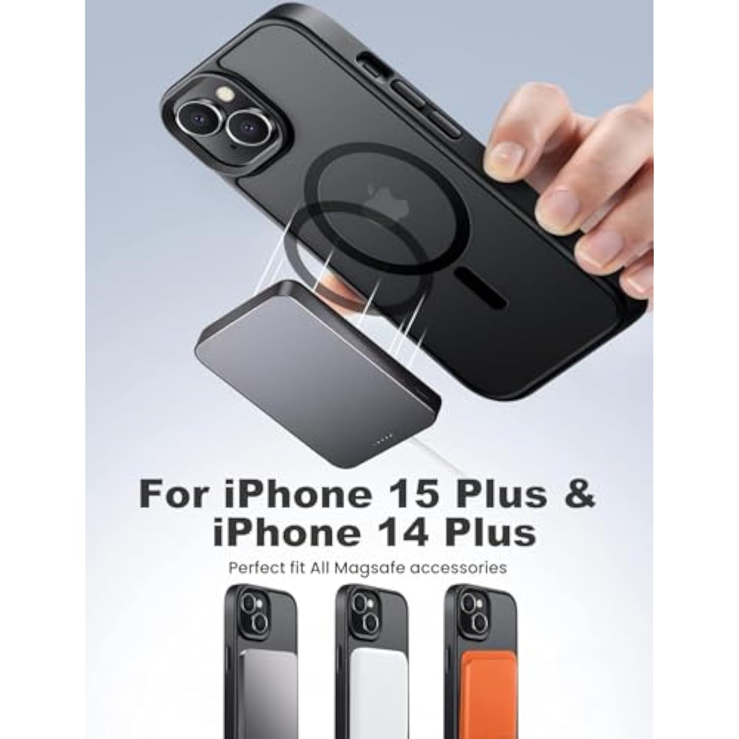 For Iphone 15 Plus&Iphone 14 Plus Phone Case Fits Magsafe 10Ft Drop Resistant Matte Skin Feeling Back Cover For Iphone 15 Plus&Iphone 14 Plus Case?Black