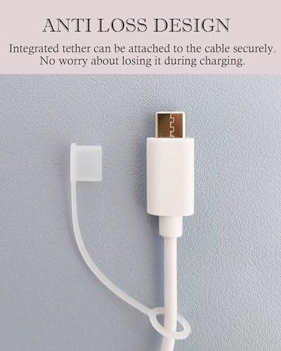 8Pcs USB Caps for USB C Cable Anti Loss Tether Silicone Soft Snugly Dust and Oxidation Protection Adapter Cover Anti Dust for Android iPhone Type C