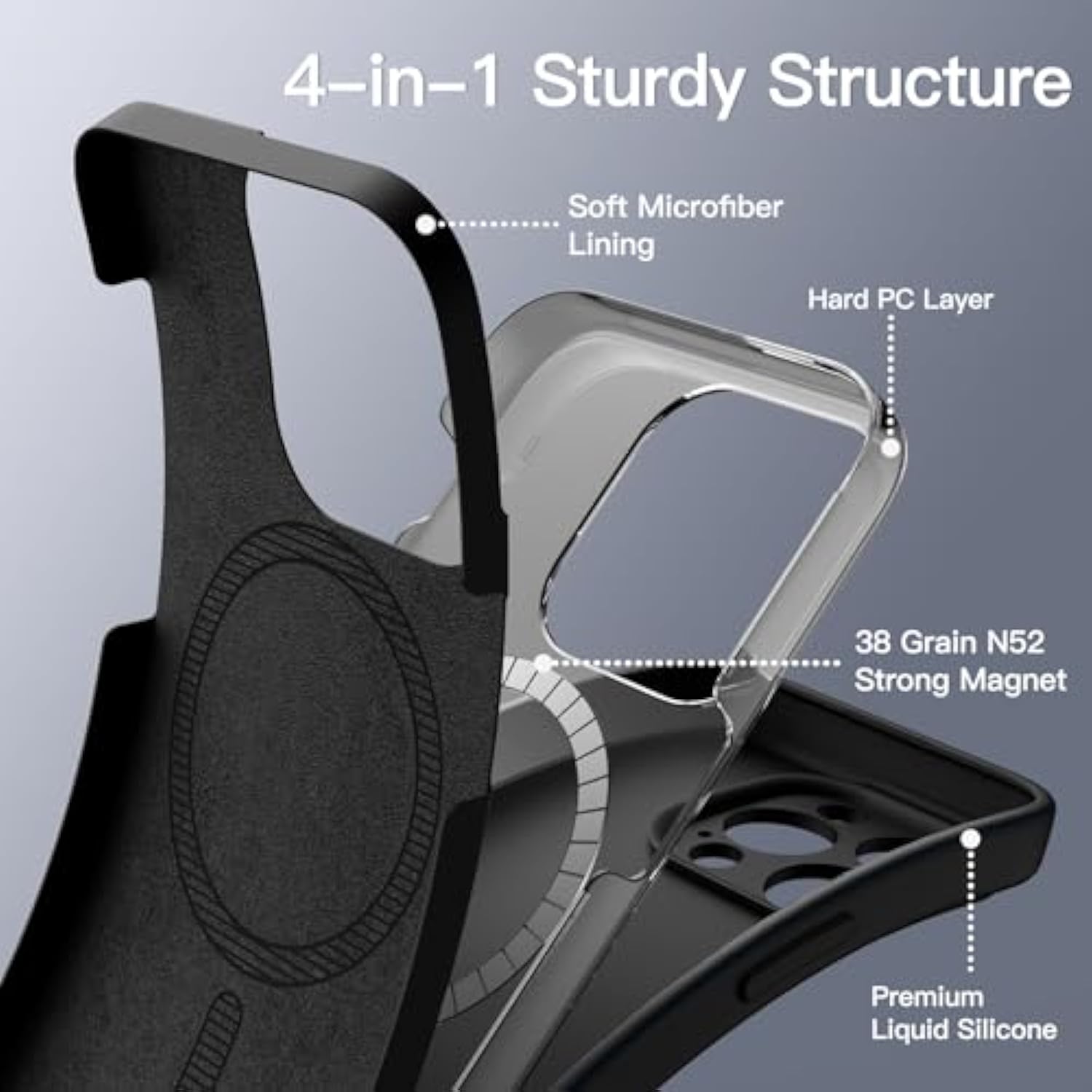 JETech Magnetic Silicone Case for iPhone 14 Pro Max 6.7-Inch, Compatible with MagSafe, Phone Cover with Camera Lens Full Protection (Black)