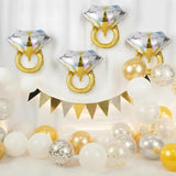 Gold Diamond Ring Balloons 4 Pcs,Foil Engagement Ring Balloon Bachelorette For Wedding Bridal Shower Party