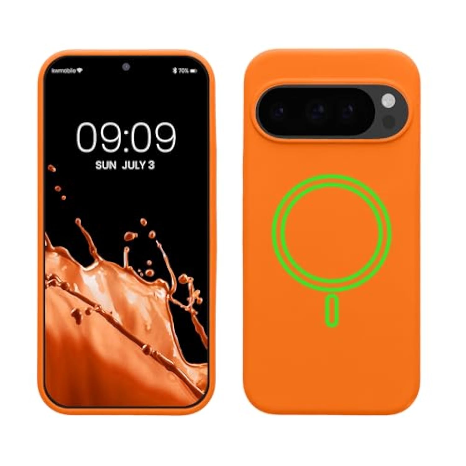 kwmobile TPU Silicone Case Compatible with Google Pixel 10 / Pixel 10 Pro - Case Magnetic Cover - Compatible with MagSafe - Fruity Orange