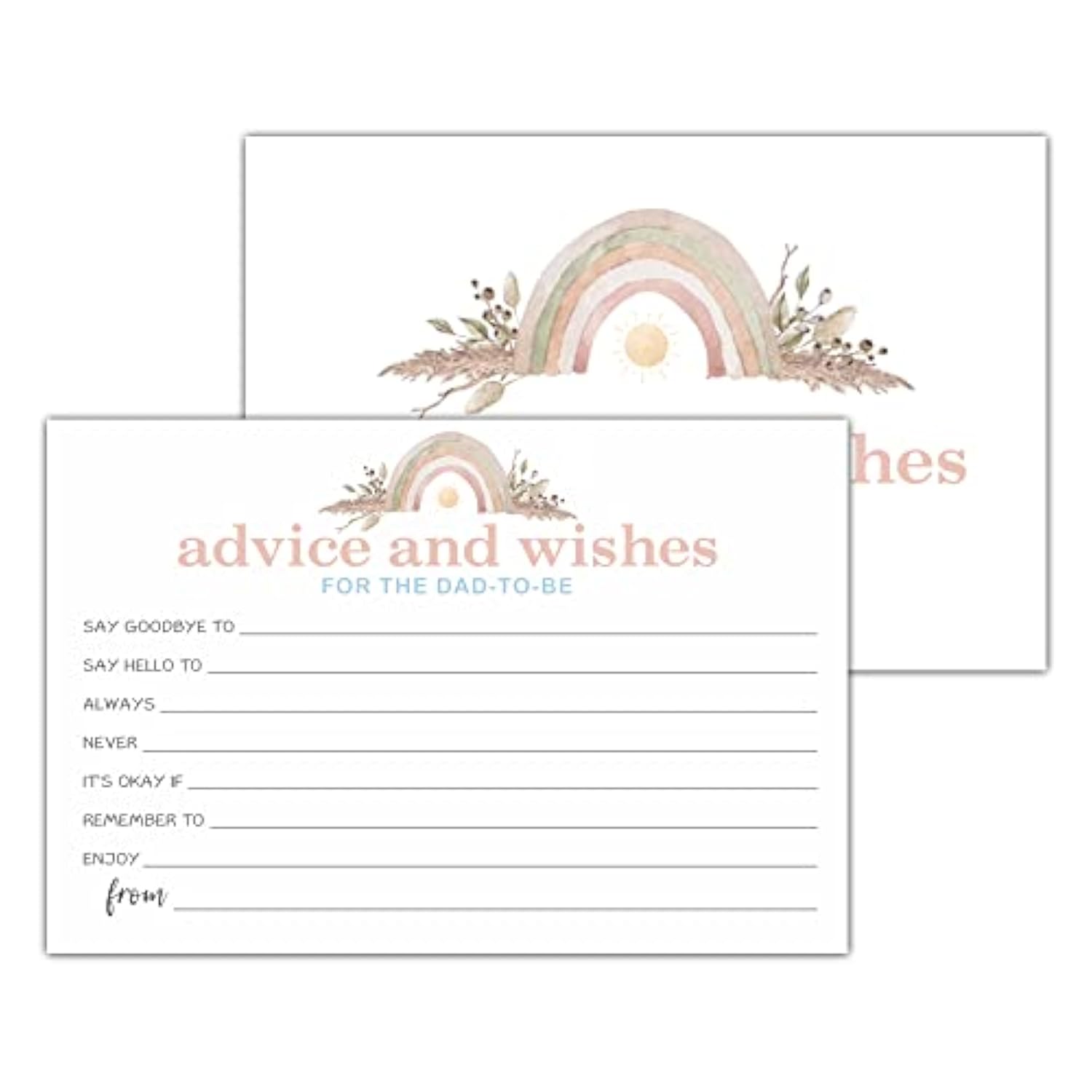 Rainbow Floral Advice And Wishes Cards For The Dad-To-Be, Baby Advice Cards For New Dad, Baby Shower Party Game,Decorations Party Supply?25 Cards(Bb001-Jyk 004)