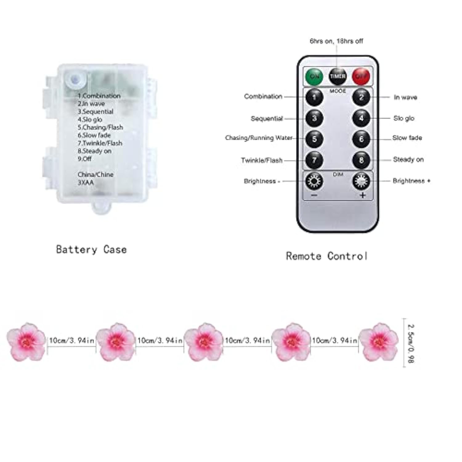 40 Led Flower Decorative String Lights Battery Operated, 13.2Ft Waterproof Nolvety Lights With Remote For Christmas, Val
