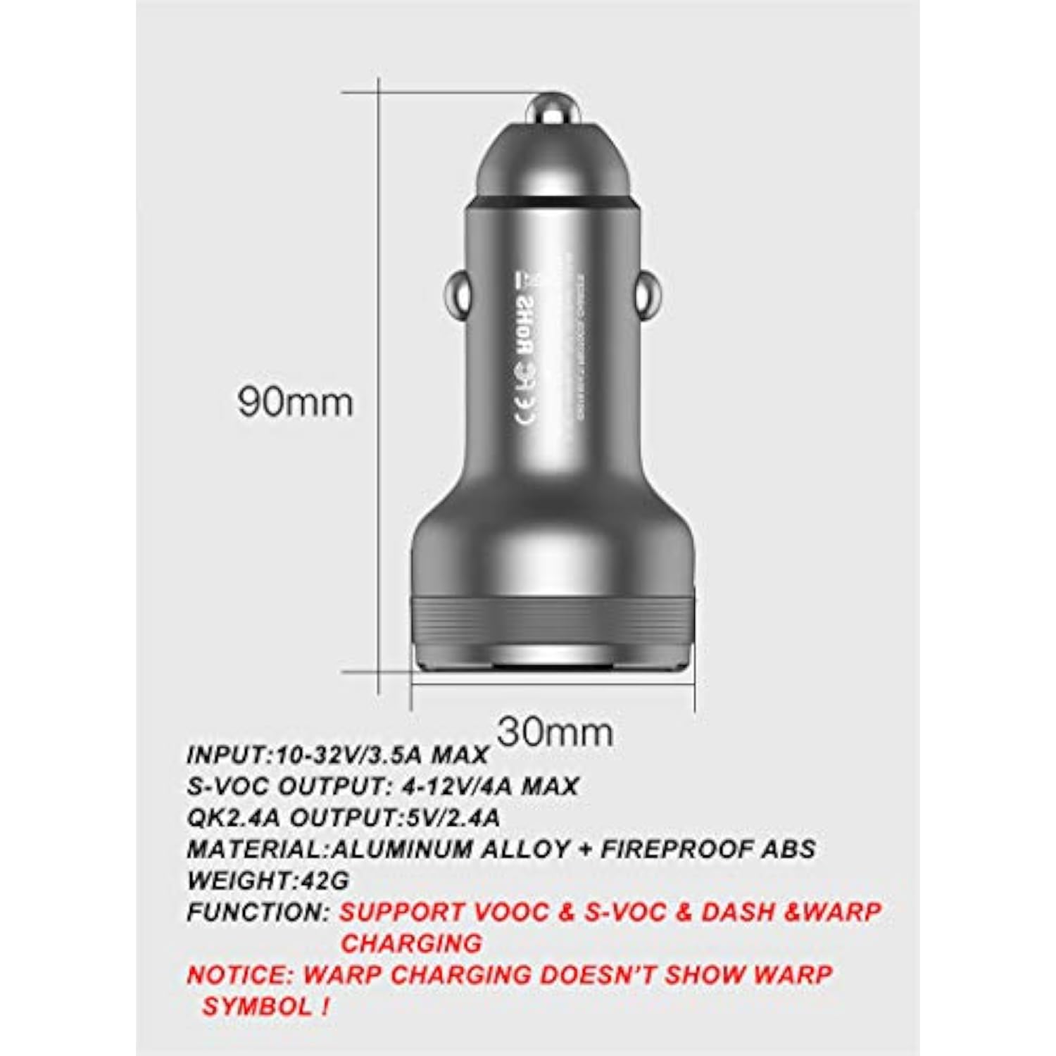 Warp Dash Car Charger For Oneplus 8T/9 Pro/8 7 / 7T Pro / 6T/6/5T/5/3T/3,Usb Charging Rapidly Car Charger With 6.5A Warp Charge Usb Data Cable For One Plus 9 / 5T / 6 / 6T/ 7/7T Pro 8/8T (Black)