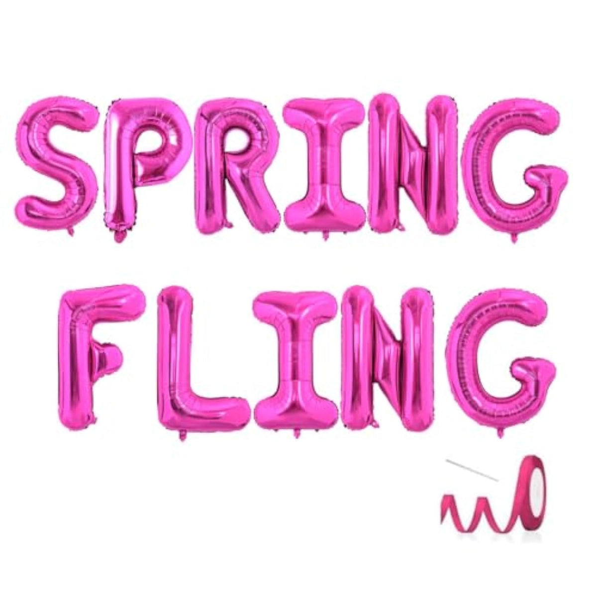 Spring Fling Balloon Banner,Welcome Hello Spring Banner,Happy Easter Decorations Garland,Rose Pink,16Inch