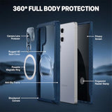 Magnetic Privacy For Samsung Galaxy S25 Ultra Case, Full Body Phone Case With Built-In 9H Tempered Glass Privacy Screen Protector And Camera Lens Cover, Shockproof Protective Bumper - Blue
