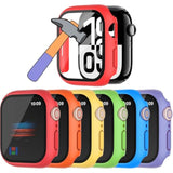 6 Pack Hard Tempered Glass Case for Apple Watch Series 45mm, 7, 8, 9