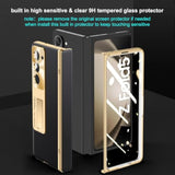 For Samsung Galaxy Z Fold 5 Case, Electroplated Frame, Leather On Back & Hinge Protection, Screen Protector, Metal Stand, Camera Protection, Thin & Slim Stand Cover 5G 2023, Black