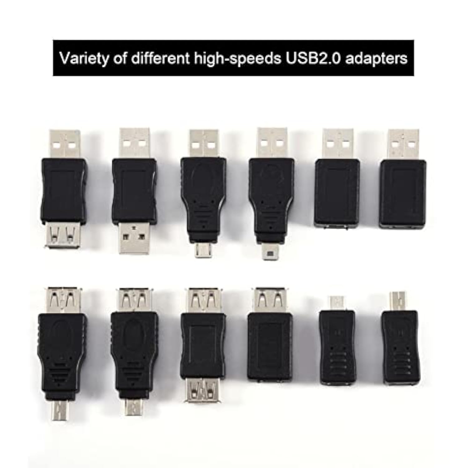 12Pcs Usb Otg Adapter Kit - Multiple Usb2.0 Male To Female Adapter, Micro Usb Converter For Computer, Tablet, Pc, Mobile Phone