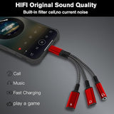 1 In 3 Usb C To Type-C Charging And Type-C Headphones Plus 3.5Mm Headphones Pd 60W Charging Adapter, Compatible With Galaxys22, Ipad Pro, Pixel, Iphone 16 15, Etc.Red