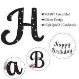 Black Glitter Happy Birthday Banner Signs Party Decorations for Women & Men