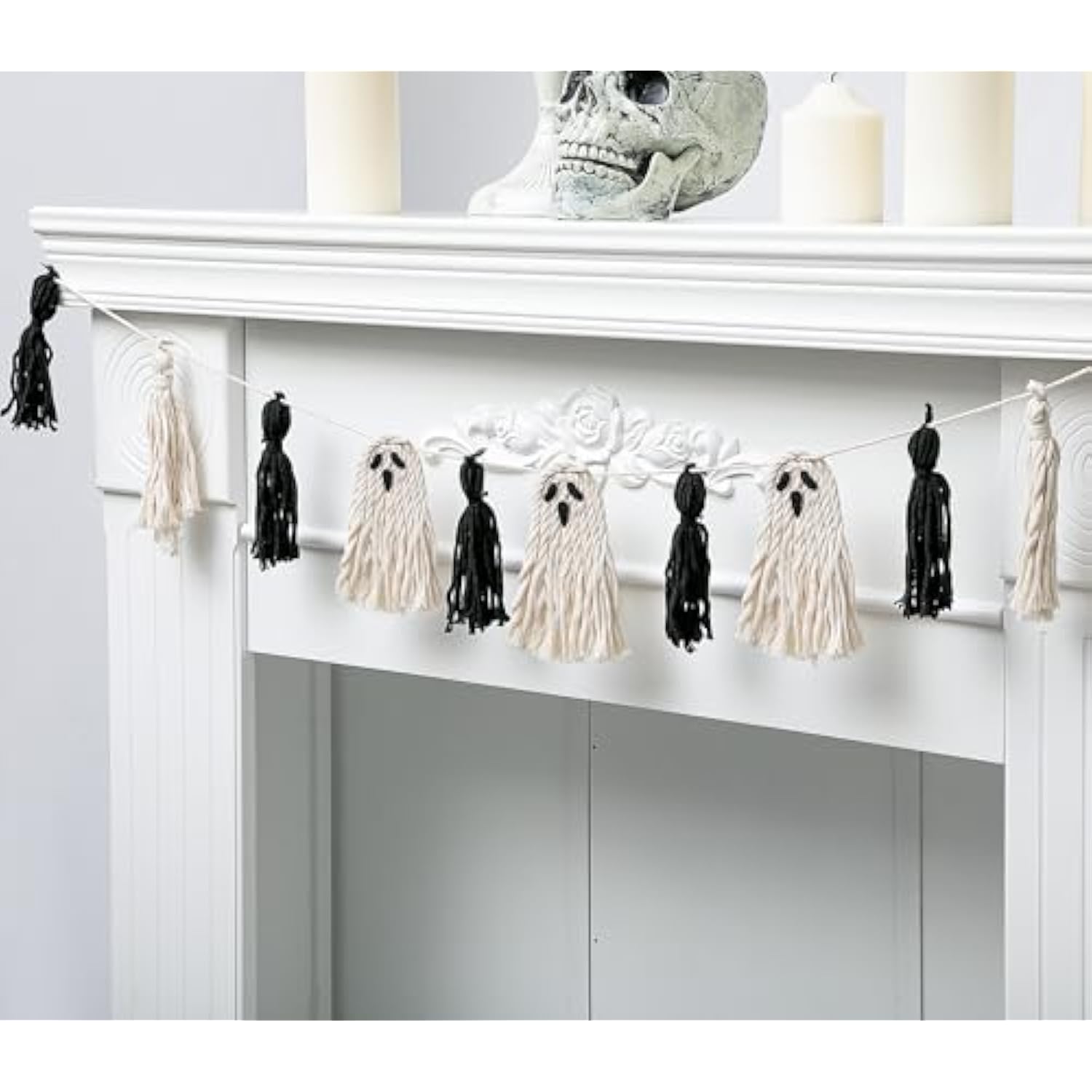 9Ft Halloween Ghost Tassel Garland Boho Macrame Banner Hanging Party Decorations