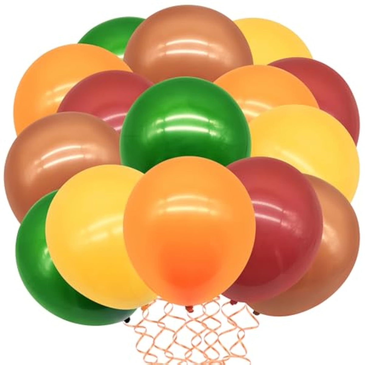 Fall Balloons: 100pc Yellow, Brown, Orange, Green & Red - Thanksgiving Decor