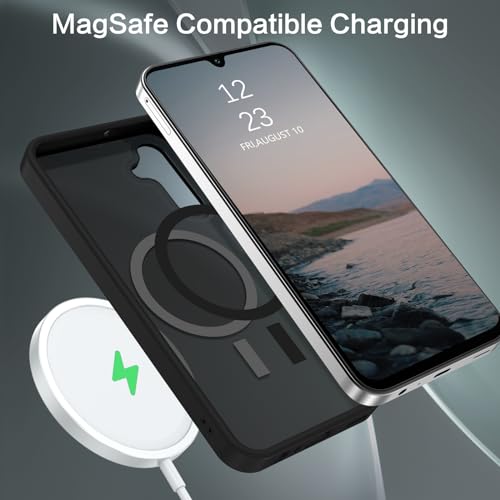 Magnetic For Galaxy A15 5G Phone Case, Samsung A15 5G Case,[Compatible With Magsafe] Translucent Matte Slim Shockproof Women Men Protective Case Cover For Samsung A15 5G, Black