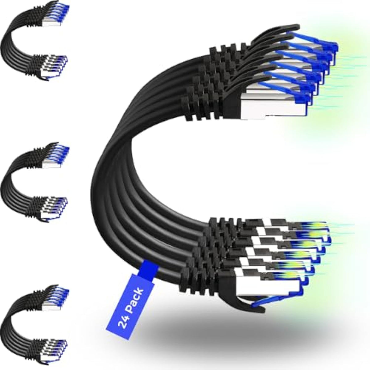 Patch Cables Cat8 1Ft (24 Pack) Slim, Cat 8 Ethernet Patch Cable 40G Support,