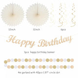 Champagne-Gold Beige 16 Happy Birthday Party-Decorations - 22Pcs 21St Women Girls Paper Lanterns Streamers Banner Pom Poms,Fall Boho Aesthetic Bohemian Rose Groovy Decor Backdrop Supplies