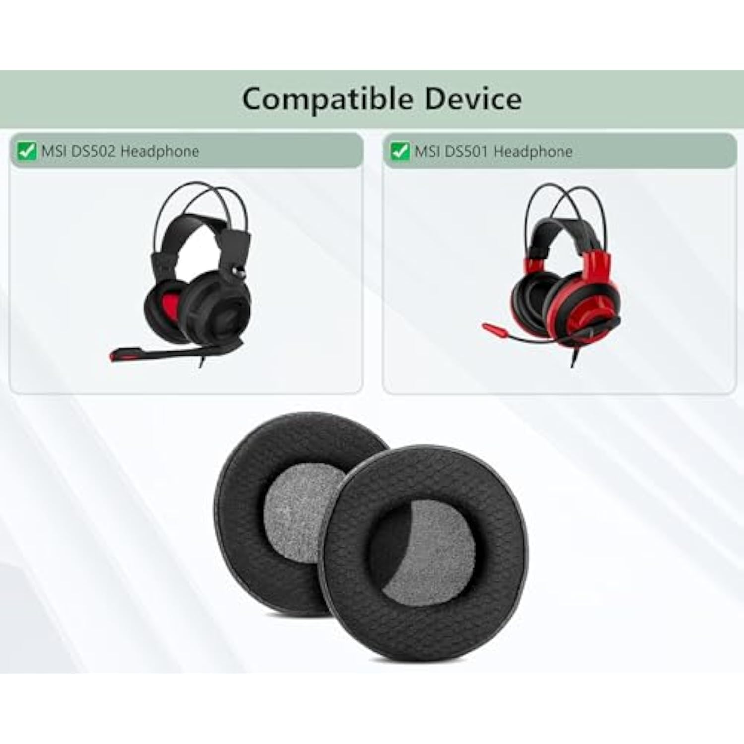 Ds502 Earpads Replacement Compatible With Msi Ds502 Ds-502 Ds501 Headphones Ear Pads Cushion(Punched Leather/Durable Fabric And Memory Foam)