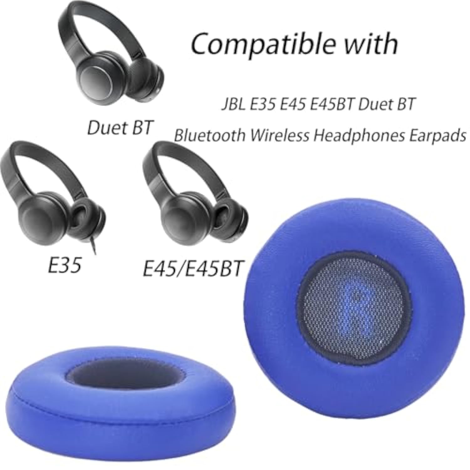E45Bt Replacement Earpads,Compatible With Jbl E35 E45 E45Bt Duet Bt Headphones,Memory Foam Cushions With Protein Leather,Noise Isolating Comfort Ear Pads-Blue