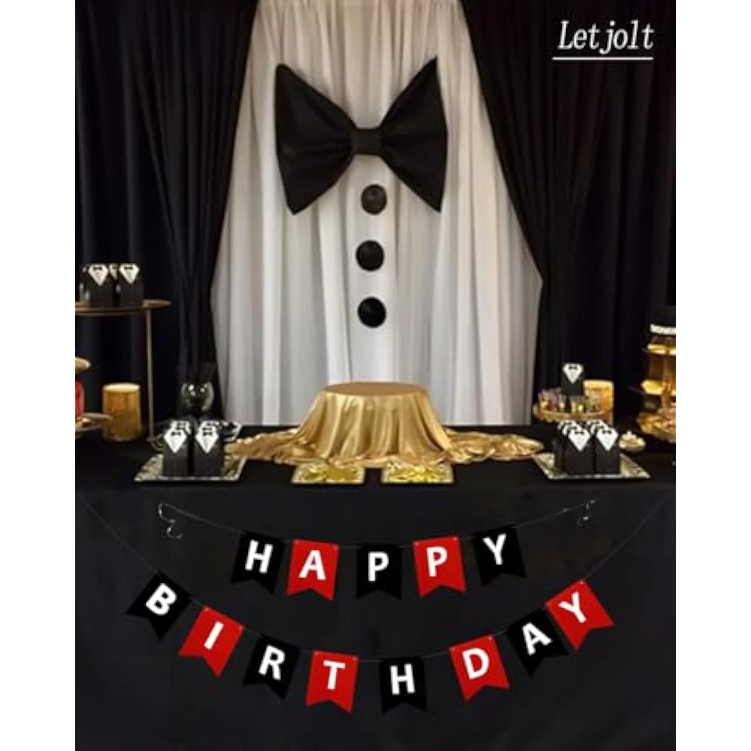 Happy Birthday Banner Black Red Racing Theme Party Garland Decor 13Pcs