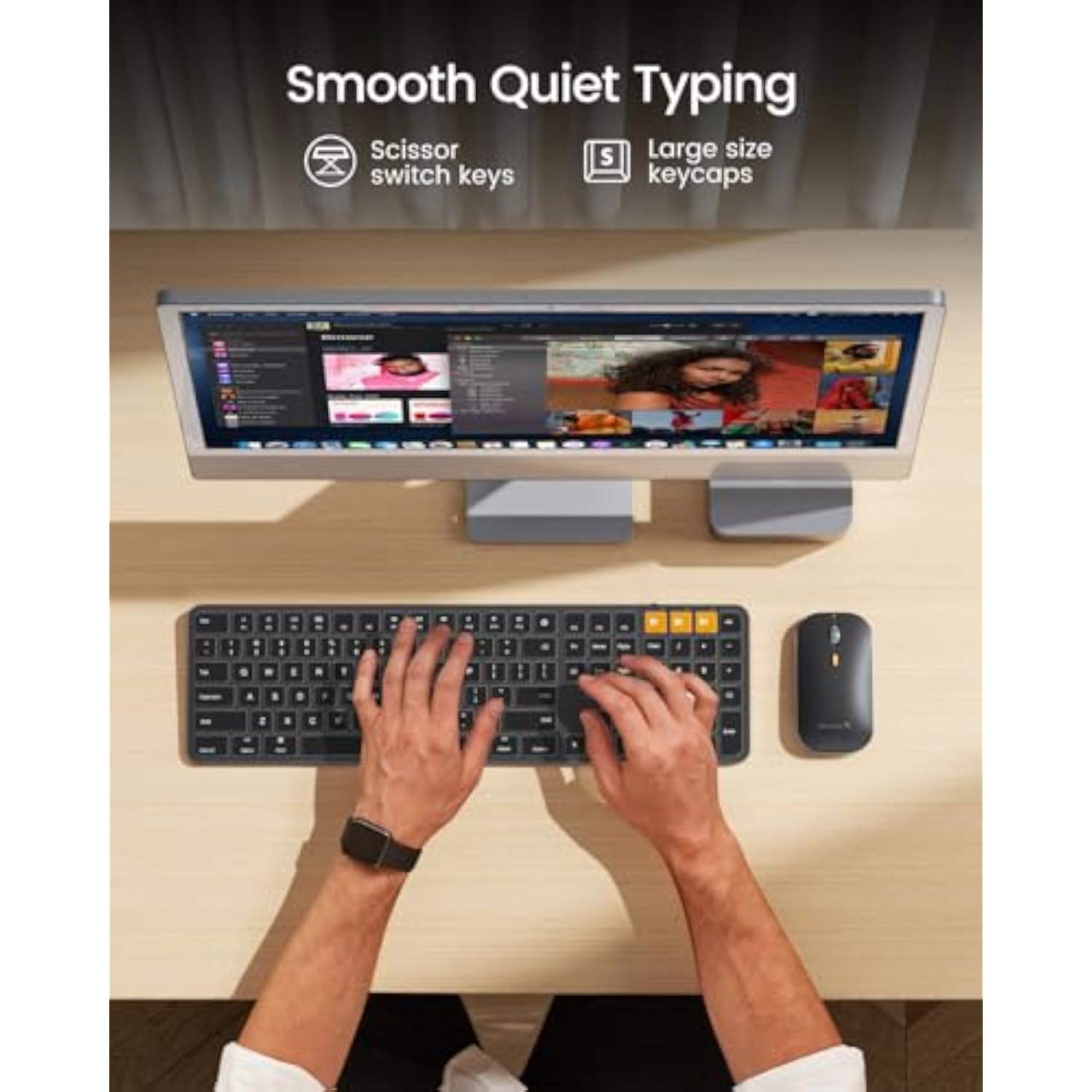 Backlit Bluetooth Keyboard And Mouse For Mac, Km100-A Multi-Device Wireless Keyboard Mouse For Mac, Full Size Rechargeable For Macbook Pro/Air, Iphone, Ipad, Black