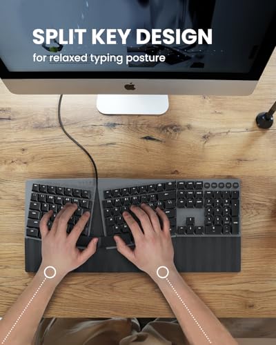 Periboard-535Br [Firmware Updated] Wired Ergonomic Mechanical Keyboard - Full-Size - Low-Profile Brown Tactile Switches - Nkro Anti-Ghosting - Compatible With Windows And Macos