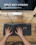 Periboard-535Br [Firmware Updated] Wired Ergonomic Mechanical Keyboard - Full-Size - Low-Profile Brown Tactile Switches - Nkro Anti-Ghosting - Compatible With Windows And Macos