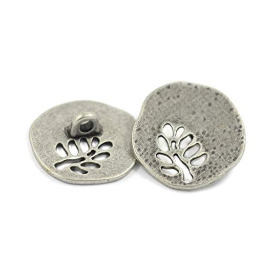 12 Pieces Through The Tree Metal Shank Buttons. 23Mm (7/8 Inch) (Green