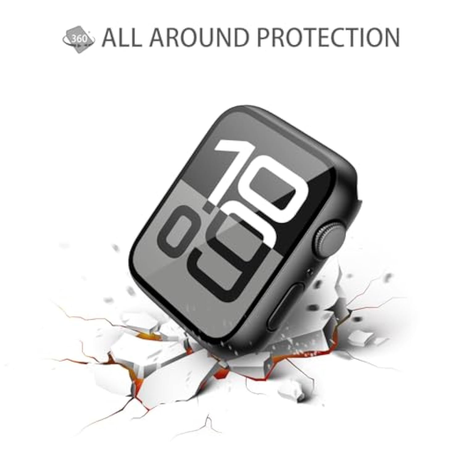 2 Pack Tempered Glass Case Compatible For Apple Watch Series 11 (2025) Series 10 46Mm, Hard Pc Screen Protector Overall Protection Ultra-Thin Lightweight Scratch-Resistant Cover For Iwatch, Black
