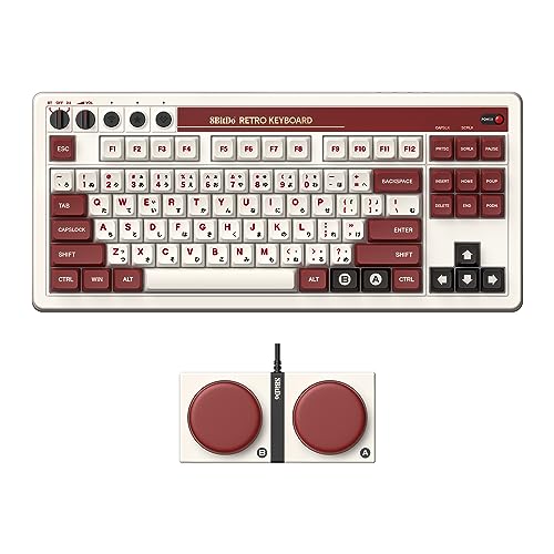 87 Keys Retro Mechanical Keyboard Bluetooth/2.4G/USB-C, Hot Swappable, Dual Super Programmable Buttons, Volume knob for Windows and Android - Fami