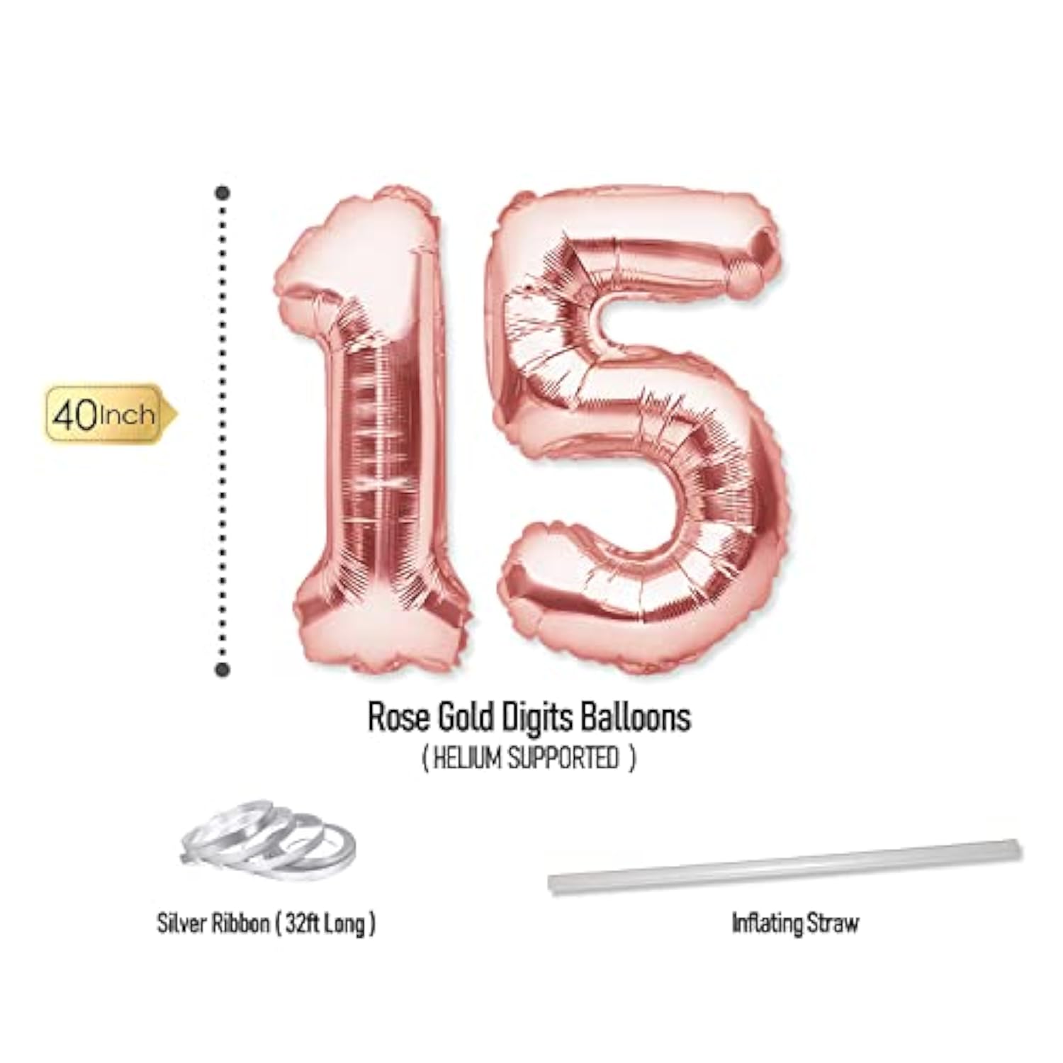 15 Party Supplies Rose Gold 15Th Birthday Decorations For Girls With H