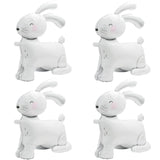 4D Realistic Farm Bunny Airwalker Walking Animal Balloon Happy Easter Balloon Baptism Supplies, 4 Pack Self Stand Rabbit Mylar Balloons Safari Jungle Woodland Bunny Decoration For Baby Shower Birthday
