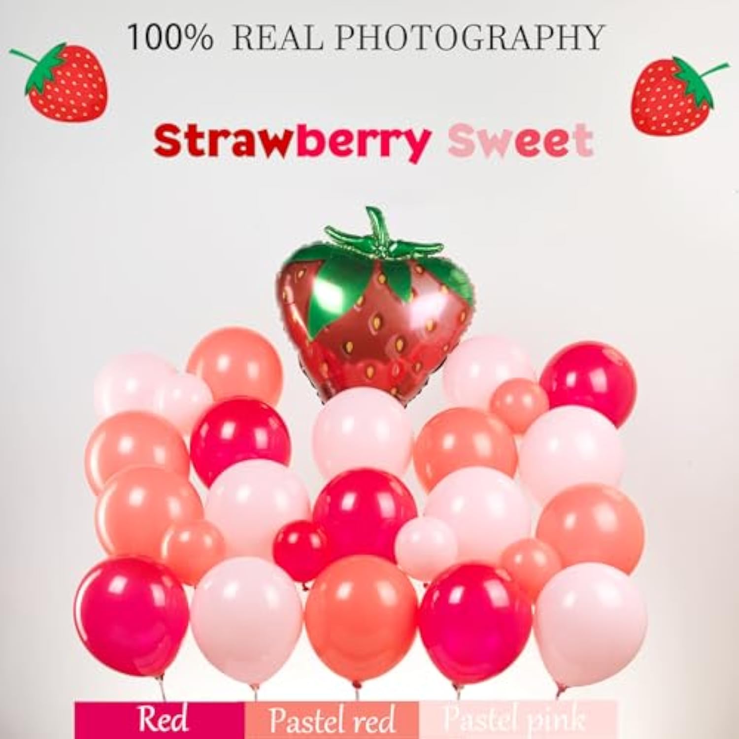 Strawberry Balloon Arch Kit: Red & Pink Party Decorations - 130 Piece