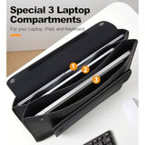 15.6 Inch Laptop Sleeve Case For Lenovo Acer Dell Asus Hp 15.6" Laptop, Lenovo Ideapad, Acer Aspire, Hp Pavilion, Dell Inspiron, Asus Vivobook, Leather Computer Sleeve With 3 Compartments, Black