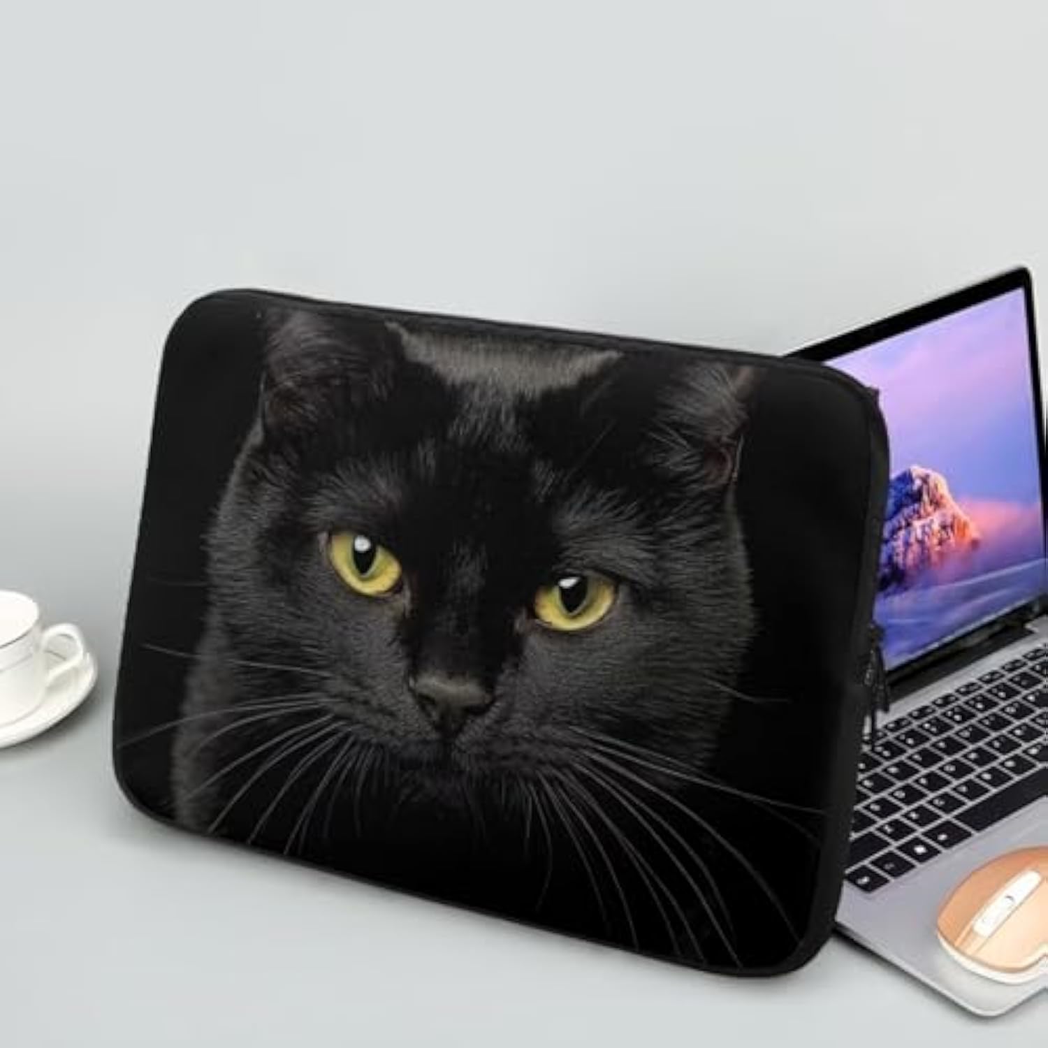 Black Cat 17 Laptop Sleeve Case Animal Pattern Design Laptop Bags With Shockproof Lining Womens Minimalist Black Computer Case Protector For Business
