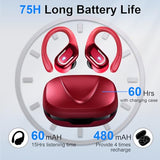 Wireless Earbud, 75Hrs Bluetooth 5.4 Headphones Ip7 Waterproof For Sport, Running Wireless Earphones With Enc Noise Canceling Mics, Deep Bass Over Ear Bud With Earhooks For Android, Ios, Workout, Gym