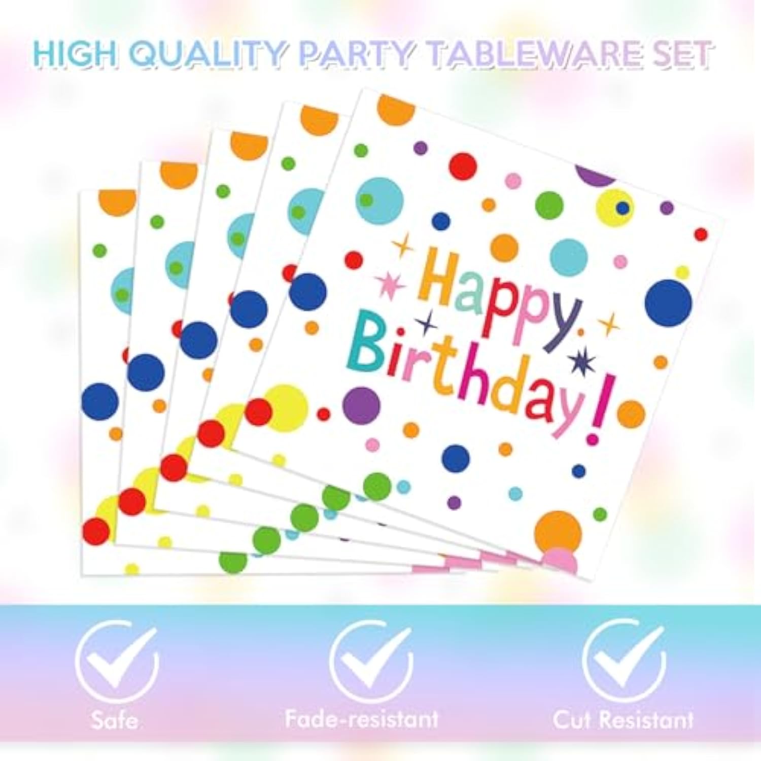 40Pcs Happy Birthday Decorations - Party Supplies Set Includes Disposable Paper Plates And Napkins With Birthday Dots Design For Adults And Kids